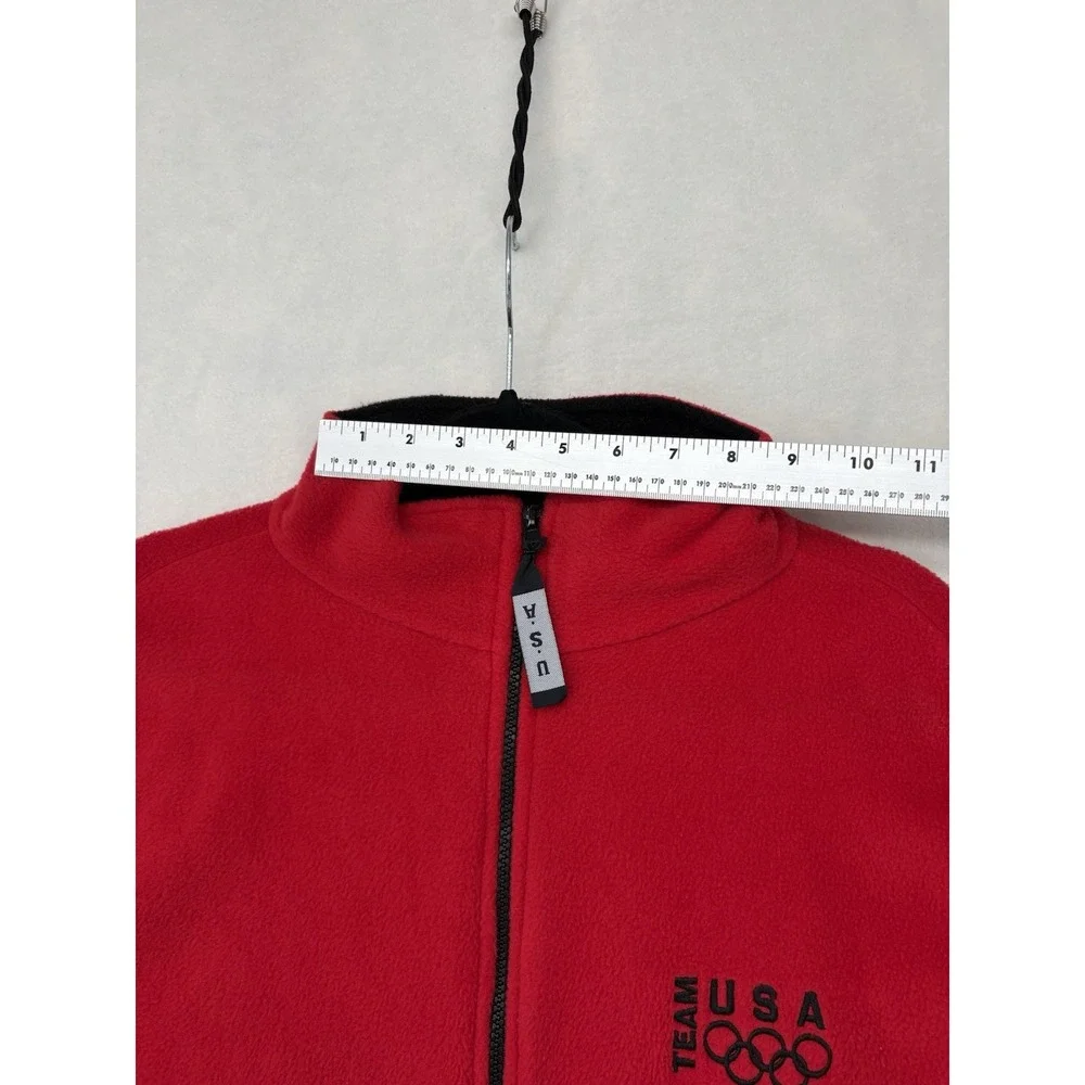 VTG Team USA Olympics Vest Fleece Red Full Zip Jacket Made in USA Mens XL